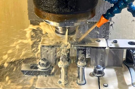 CNC machining in progress, ensuring precision and consistency for complex metal parts