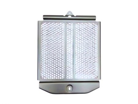 Aluminum Alloy Radiator Guard - Precision Stamping for Custom Designs - Custom aluminum radiator guard with hexagonal perforations for optimal airflow.