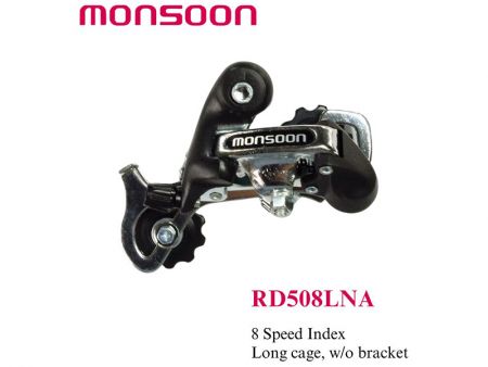 Steel Bicycle Rear Derailleur - Options for 8, 7, or 6-Speed Drivetrains - 8 Speed Index Rear Derailleur long Cage without Bracket